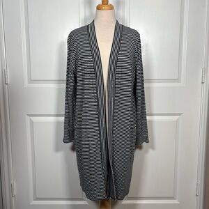 J. Jill Black and White Striped Cardigan